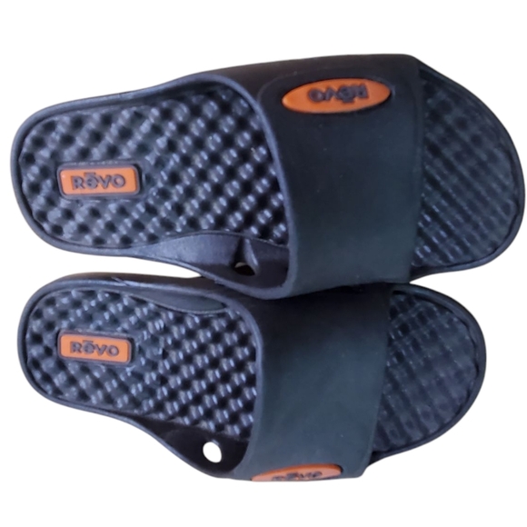 Kids Revo Blue and Orange Slide Sandals. SMALL - Picture 7 of 10